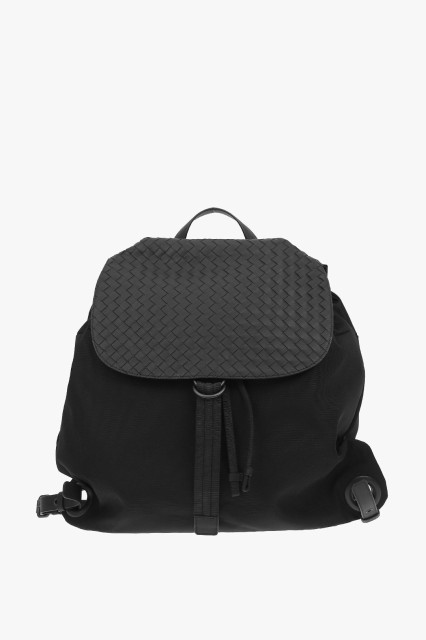 BOTTEGA VENETA ボッテガ ヴェネタ Black バックパック 409595VAYE3 1000 メンズ TECHNICAL FABRIC BACKPACK WITH BASKET WEAVED LEATHER