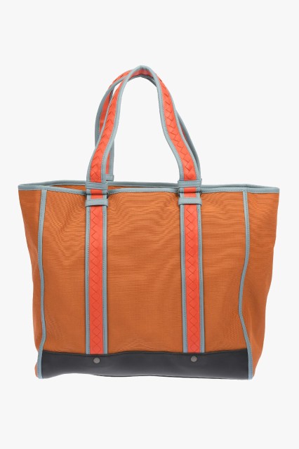 BOTTEGA VENETA ボッテガ ヴェネタ Orange バッグ 550461VAYE8 7633 メンズ CANVAS MERIDIAN TOTE BAG WITH BRAIDED SOFT LEATHER HANDLE