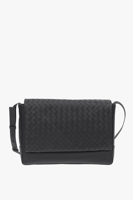 BOTTEGA VENETA ボッテガ ヴェネタ Black バッグ 609419VCPQ1 4202 メンズ BRAIDED LEATHER MESSENGER BAG WITH MAGNETIC FASTENING 【関