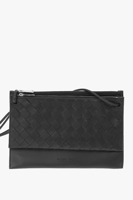 BOTTEGA VENETA ボッテガ ヴェネタ Black バッグ 619191VCRL1 8803 メンズ 2-COMPARTMENT WOVEN LEATHER CLUTCH 【関税・送料無料】【ラ