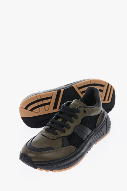 BOTTEGA VENETA ボッテガ ヴェネタ Nero, Verde スニーカー 565646VJE21 3362 メンズ LEATHER SPEEDSTER SNEAKERS WITH MESHED DETAILS