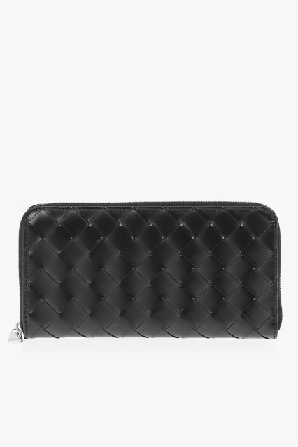 BOTTEGA VENETA ボッテガ ヴェネタ Black 財布 593217VMBI2 8803 メンズ ZIPPED WOVEN DESIGN LEATHER WALLET 【関税・送料無料】【ラッ