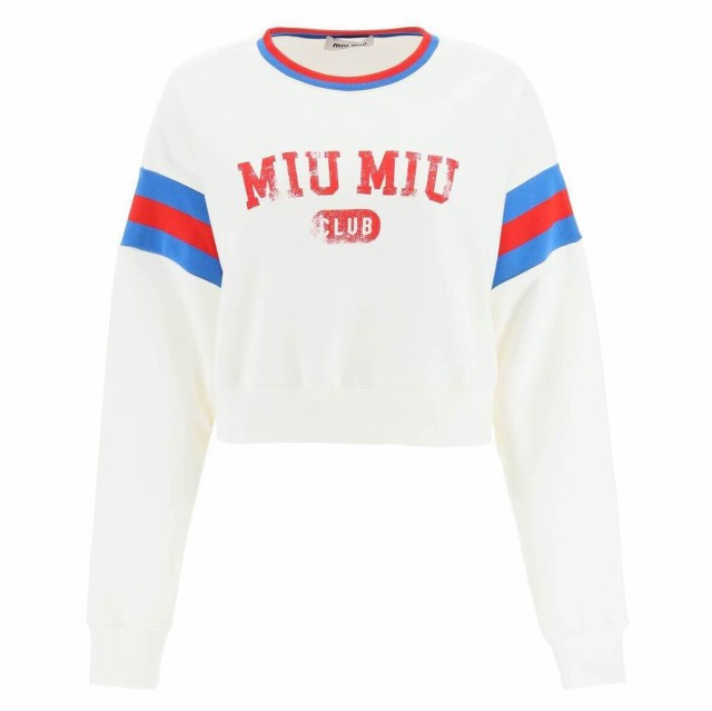 MIU MIU ミュウ ミュウ Bianco Miu miu cropped club sweatshirt ニットウェア レディース 秋冬2022 MJL881 11MO 【関税・送料無料】【ラ