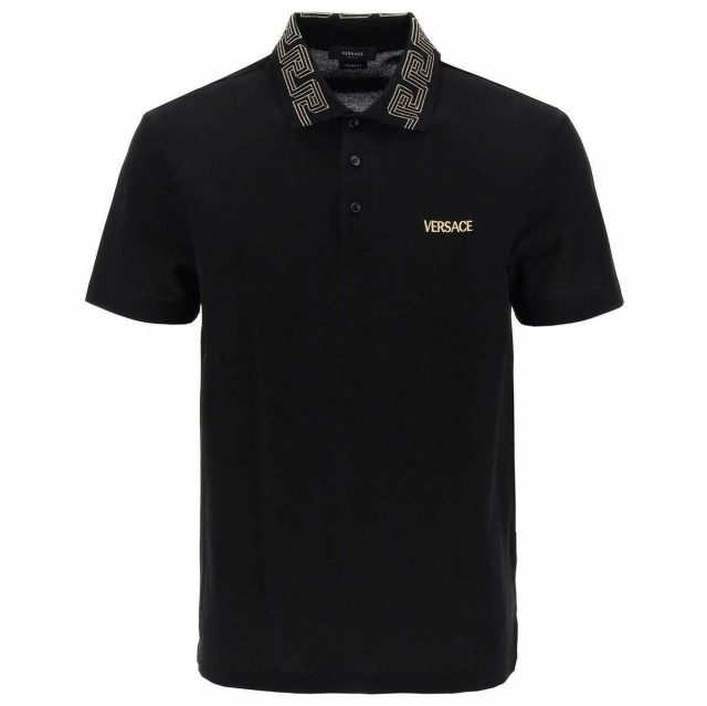 VERSACE ヴェルサーチ Nero Versace taylor fit polo shirt with greca ...