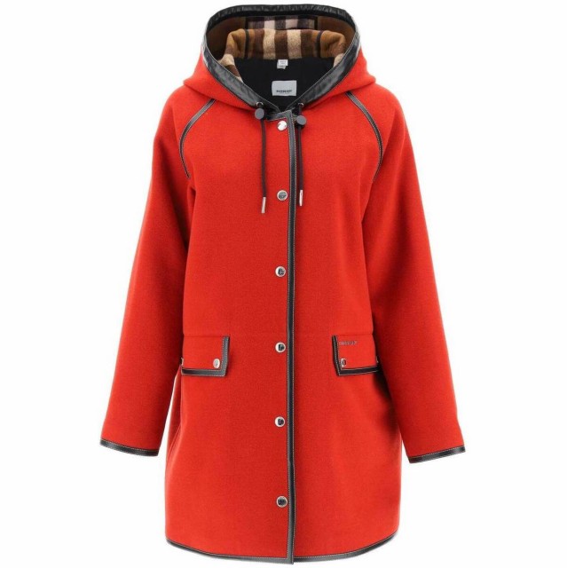 BURBERRY バーバリー Rosso Burberry coat with leather details コート レディース 秋冬2022 8056029 【関税・送料無料】【ラッピング無