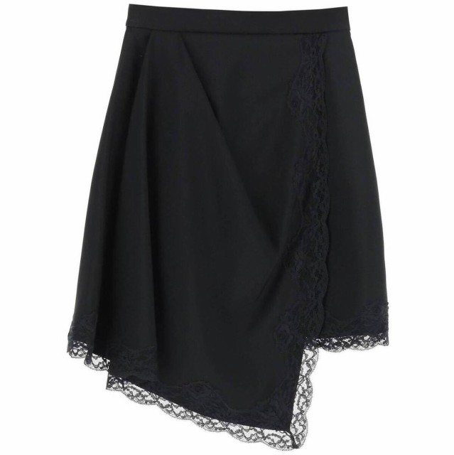 ALEXANDER MCQUEEN アレキサンダー マックイーン Nero Alexander mcqueen asymmetric skirt with lace trim スカート レディース 秋冬202