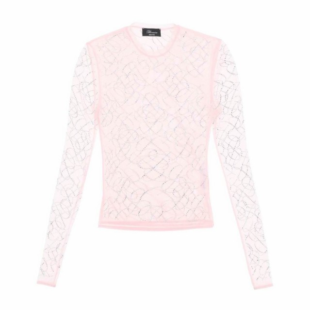 BLUMARINE ブルマリン Rosa Blumarine tulle top with crystal monogram トップス レディース 秋冬2022 2C128A 【関税・送料無料】【ラッ