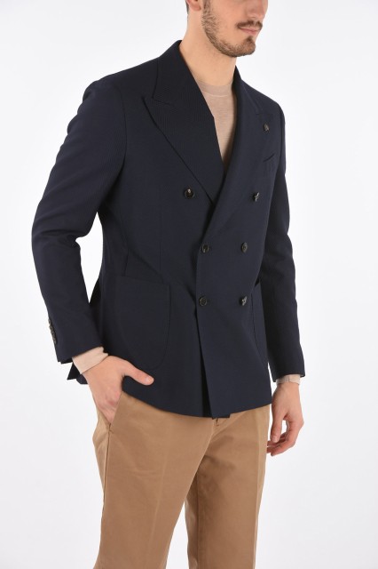 GABRIELE PASINI ガブリエレ パジーニ Blue ジャケット G17084 GP17450 11 メンズ SIDE VENTS PEAK LAPEL DOUBLE-BREASTED BLAZER 【関税