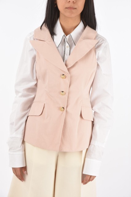 SUPER BLOND スーパーブロンド Pink ジャケット GILET ROID3 レディース SINGLE-BREASTED PEAK LAPEL VEST WITH BACK SPLIT 【関税・送料