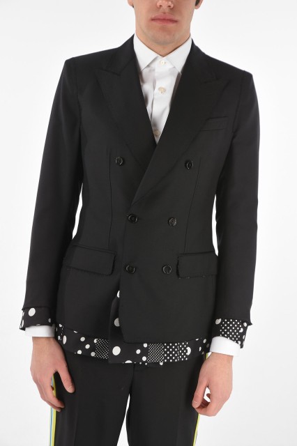 DOLCE＆GABBANA ドルチェ＆ガッバーナ Black ジャケット G2PL1TFU3LSN0000 メンズ DOUBLE-BREASTED BLAZER WITH POLKA DOT LINING 【関税