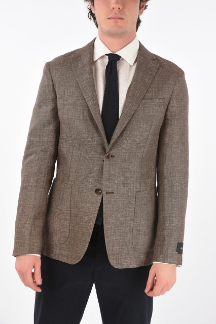 ERMENEGILDO ZEGNA エルメネジルド ゼニア Brown ジャケット 1DNMG0 950758 8 メンズ ZZEGNA FLAX AND WOOL SIDE VENTS NOTCH LAPEL 2-BU