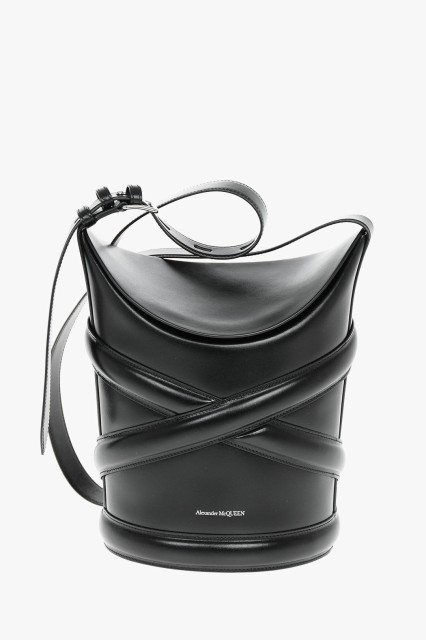 ALEXANDER MCQUEEN アレキサンダー マックイーン Black バッグ 6564681YB451000 レディース LEATHER CURVE MEDIUM BUCKET BAG 【関税・送