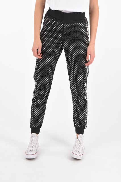 PHILIPP PLEIN フィリッププレイン Black パンツ A18C WJT0534 PJO002N 02 レディース COUTURE CRYSTAL ALL OVER JOGGER PANTS 【関税・