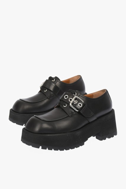 MARNI マルニ Black ドレスシューズ ALMS006406 P4169 00N99 レディース 7CM LEATHER DERBY WITH PLATFORM AND MAXI BUCKLE 【関税・送料