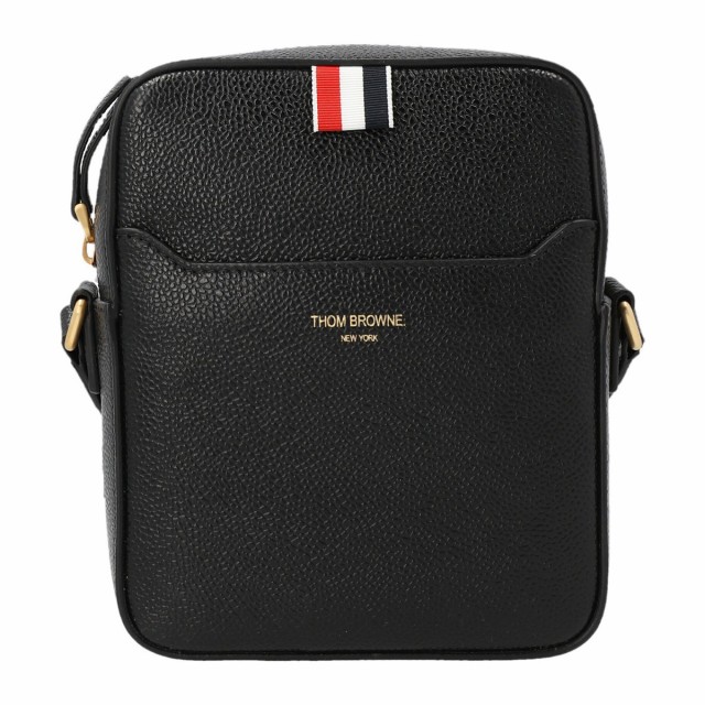 THOM BROWNE トム ブラウン Black Logo leather crossbody bag バッグ メンズ 秋冬2022 MAG420A00198001 【関税・送料無料】【ラッピン