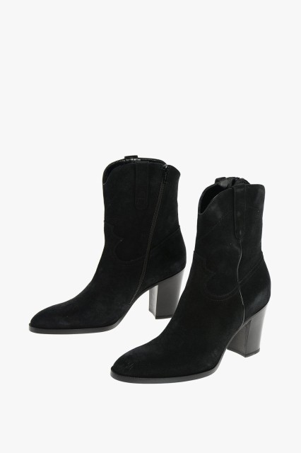 CELINE セリーヌ Black ブーツ 341233358C38NO レディース 8CM SUEDE LEATHER ZIPPED WESTERN BOOTIES 【関税・送料無料】【ラッピング無