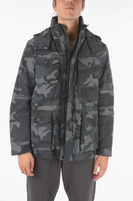 WOOLRICH ウールリッチ Gray ジャケット COWOCPS2694PR10 1671 メンズ CAMOUFLAGE FIELD UTILITY DOWN JACKET WITH REMOVABLE HOOD 【関