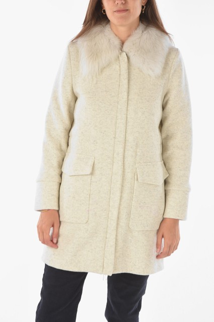 WOOLRICH ウールリッチ Beige コート COWWTSC0051UT1815 8055 レディース SOLID COLOR WOOL BLEND COAT WITH REAL FUR DETAILS 【関税・