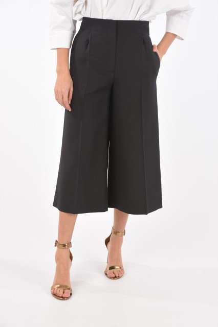 SUPER BLOND スーパーブロンド Black パンツ COULOTTE TRS8 レディース SINGLE-PLEATED WOOL AND SILK FLARED GAUCHO PANTS 【関税・送料