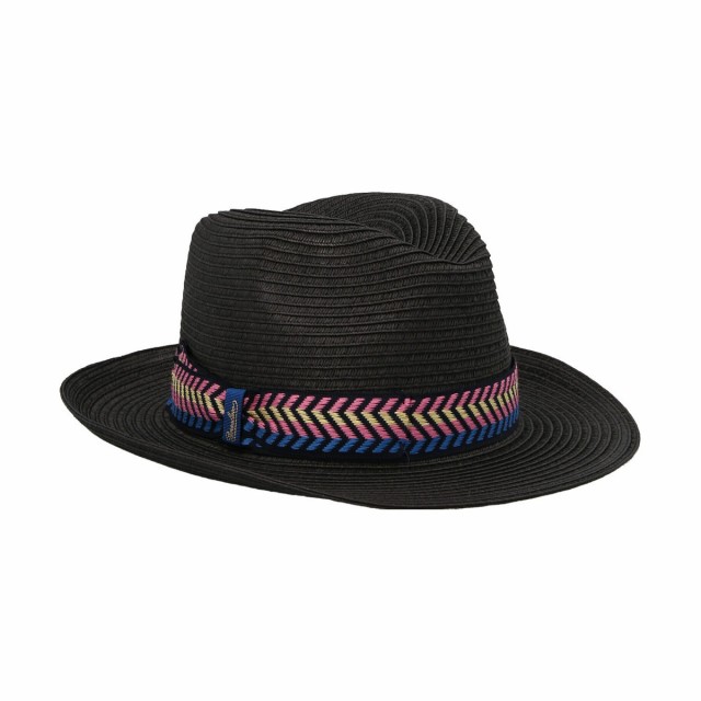 BORSALINO ボルサリーノ Black Treccia Carta Cinta Chevron hat 帽子 レディース 春夏2023