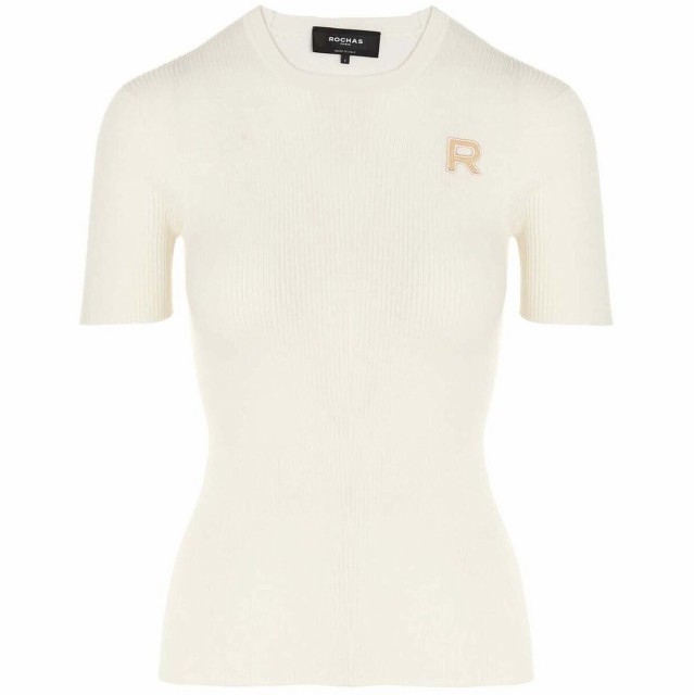 ROCHAS ロシャス White Ribbed t-shirt Tシャツ レディース 秋冬2022 ROPV75038PRV640101 【関税・送料無料】【ラッピング無料】 ju