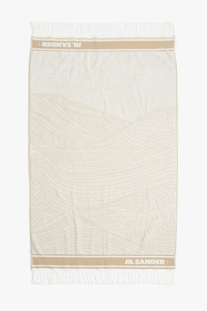 JIL SANDER ジル サンダー Beige, Bianco ファッション小物 JPUS905001 MS249000 290 メンズ 98X180CM TWO-TONE BEACH TOWEL WITH FRINGE