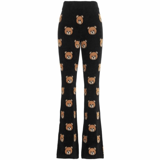 MOSCHINO モスキーノ Black All-over logo trousers パンツ レディース 春夏2022 A038005052555 【関税・送料無料】【ラッピング無料】