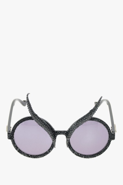 A-MORIR アーモレイヤ Black サングラス・メガネ BALZARY .BLACK レディース RHINESTONES EMBELLISHED FRAME ROUND SUNGLASSES 【関税・