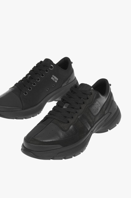 NEIL BARRETT ニール バレット Black スニーカー BCT341C N9042 01 メンズ SOLID COLOR LEATHER AND FABRIC HYBRID BOLT 09 SNEAKERS 【