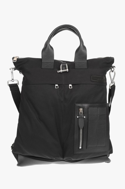 NEIL BARRETT ニール バレット Black バックパック BBO247B M9110 01 メンズ COTTON BACKPACK WITH LEATHER DETAILS 【関税・送料無料】