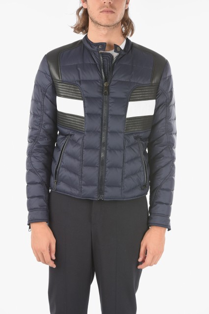 NEIL BARRETT ニール バレット Blue ジャケット BSP391C H137C 466 メンズ ECO-LEATHER INSERT MODERNIST QUILTED JACKET 【関税・送料無