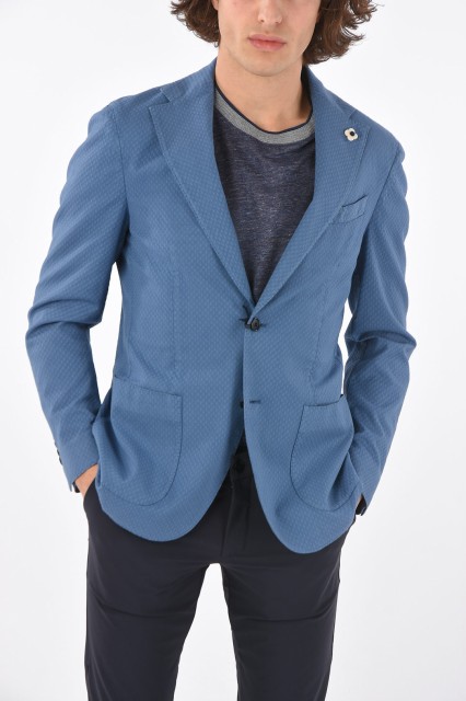 LARDINI ラルディーニ Blue ジャケット EL389AVELR56201701DS メンズ SIDE VENTS NOTCH LAPEL 2-BUTTON BLAZER 【関税・送料無料】【ラッ