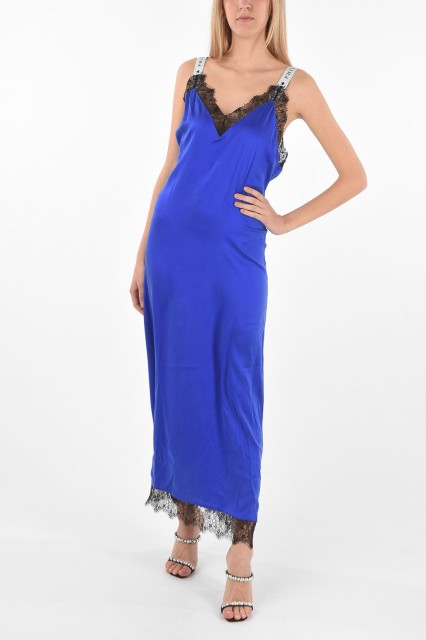 PHILIPP PLEIN フィリッププレイン Blue ドレス F18C WRG0832 PTE003N 08 レディース COUTURE EST.1978 SILK SLIP DRESS WITH LACE DETAI