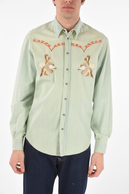 ETRO エトロ Light blue シャツ 1K24370200200 メンズ EMBROIDERED EAGLE DENIM SHIRT 【関税・送料無料】【ラッピング無料】 dk