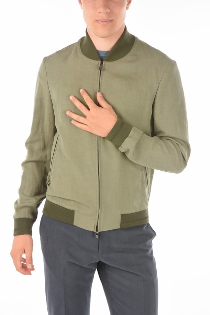 CORNELIANI コルネリアーニ Green ジャケット 85L591-0113054-051 メンズ ID LINEN AND SILK BOMBER WITH RIBBED HEMS 【関税・送料無料