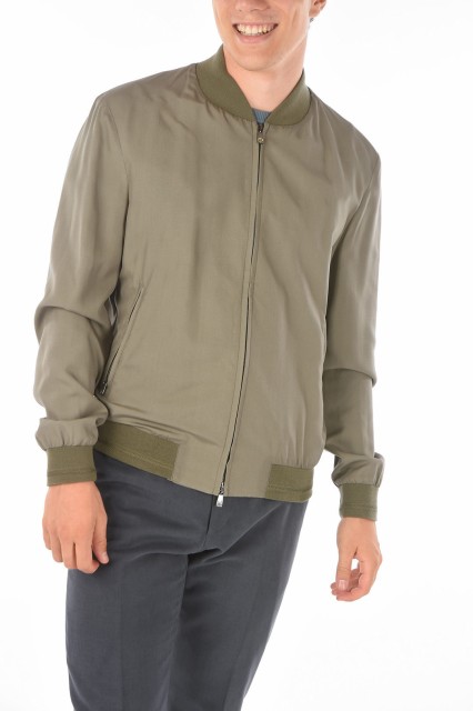 CORNELIANI コルネリアーニ Green ジャケット 83L591-9113047-050 メンズ ID SILK IDENTITY BOMBER WITH RIBBED HEMS 【関税・送料無料】