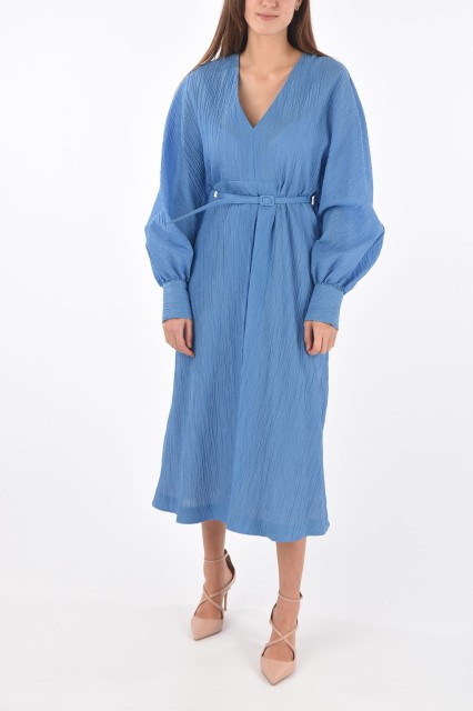 SUPER BLOND スーパーブロンド Light blue ドレス LSYBLU レディース V NECK JACQUARD FABRIC DRESS WITH BELT 【関税・送料無料】【ラッ