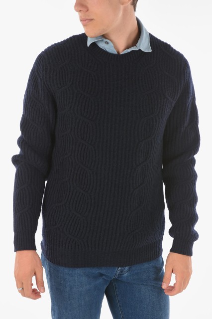 CORNELIANI コルネリアーニ Blue ニットウェア 88M537-1825165-002 メンズ CIRCLE CREW NECK ECO ARAN CASHMERE PULLOVER 【関税・送料無