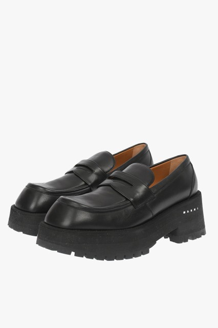 MARNI マルニ Black ローファー MOMS002506 P3387 00N99 レディース 7CM LEATHER LOAFERS WITH PLATFORM 【関税・送料無料】【ラッピング