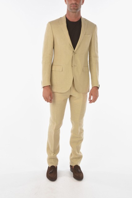 CORNELIANI コルネリアーニ Beige スーツ 83N222 6284918 029 メンズ FLAX SIDE VENTS NOTCH LAPEL 2-BUTTON ACADEMY SUIT 【関税・送料