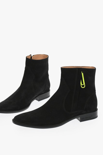 OFF WHITE オフホワイト Black ブーツ OMIA167S207800201000 メンズ SUEDE LEATHER ANKLE BOOTS WITH SIDE ZIP 【関税・送料無料】【ラッ