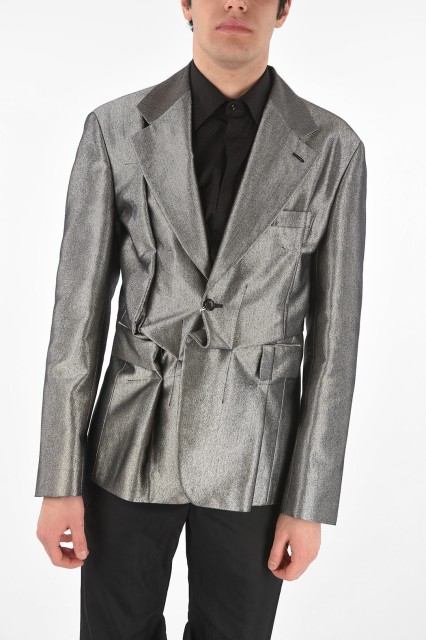 COMME DES GARCONS コム デ ギャルソン Silver ジャケット PGJ014/SILVER メンズ SINGLE-BREASTED DRAPED LUREX BLAZER 【関税・送料無料