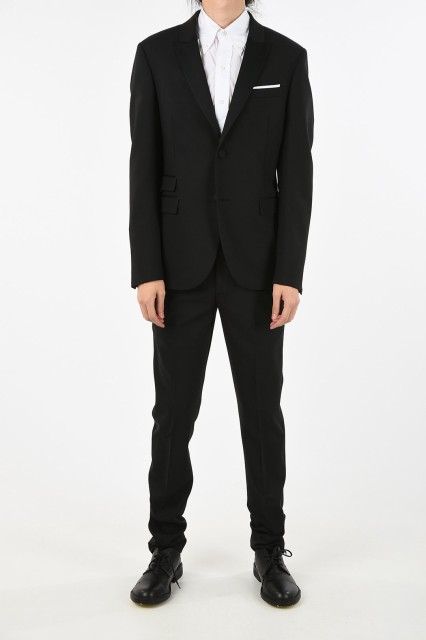 NEIL BARRETT ニール バレット Black スーツ PBAB157N M080C 0101 メンズ SATIN LAPEL FITTED SLIM TUXEDO SUIT 【関税・送料無料】【ラ