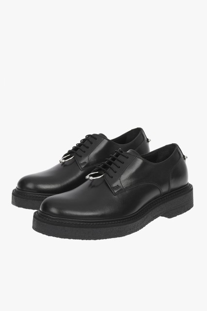 NEIL BARRETT ニール バレット Black ドレスシューズ PBSH380 N9012 01 メンズ LEATHER MONOGRAM DERBY SHOES WITH PIERCED 【関税・送料