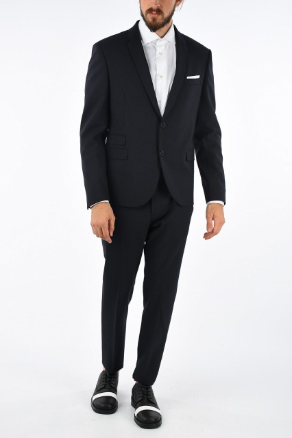 NEIL BARRETT ニール バレット Blue スーツ PBAB49 H033 415 メンズ VITGIN WOOL BLEND SLIM CONSTRUCTED NARROW SUIT 【関税・送料無料