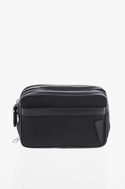 NEIL BARRETT ニール バレット Black ファッション小物 PBBO262T N9109 01 メンズ TEXTILE BALLISTIC PIERCED TOILETRY BAG WITH LEATHER