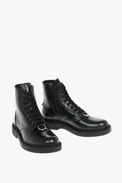 NEIL BARRETT ニール バレット Black ブーツ PBSH368 M9007 2012 メンズ LEATHER PIERCED PUNK ANKLE BOOTS WITH CREPE SOLE 【関税・送