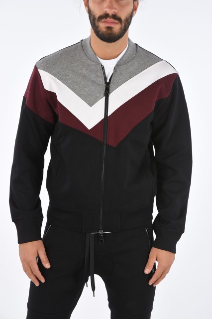 NEIL BARRETT ニール バレット Nero, Grigio, Burgundy トレーナー PBJS678 P505C 2862 メンズ FULL ZIP HYBRID SWEATSHIRT 【関税・送料