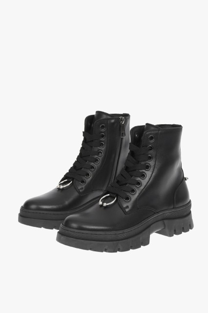 NEIL BARRETT ニールバレット Black ブーツ PNSH393 P9010 01 レディース PIERCING PIERCED PUNK COMBAT BOOTIES WITH SIDE ZIP 【関税・