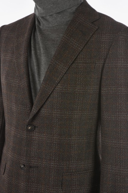 ERMENEGILDO ZEGNA エルメネジルド ゼニア Brown ジャケット 18QCG0 254741 7 メンズ ZZEGNA GLEN CHECKERED WOOL BLAZER WITH NOTCH LAP